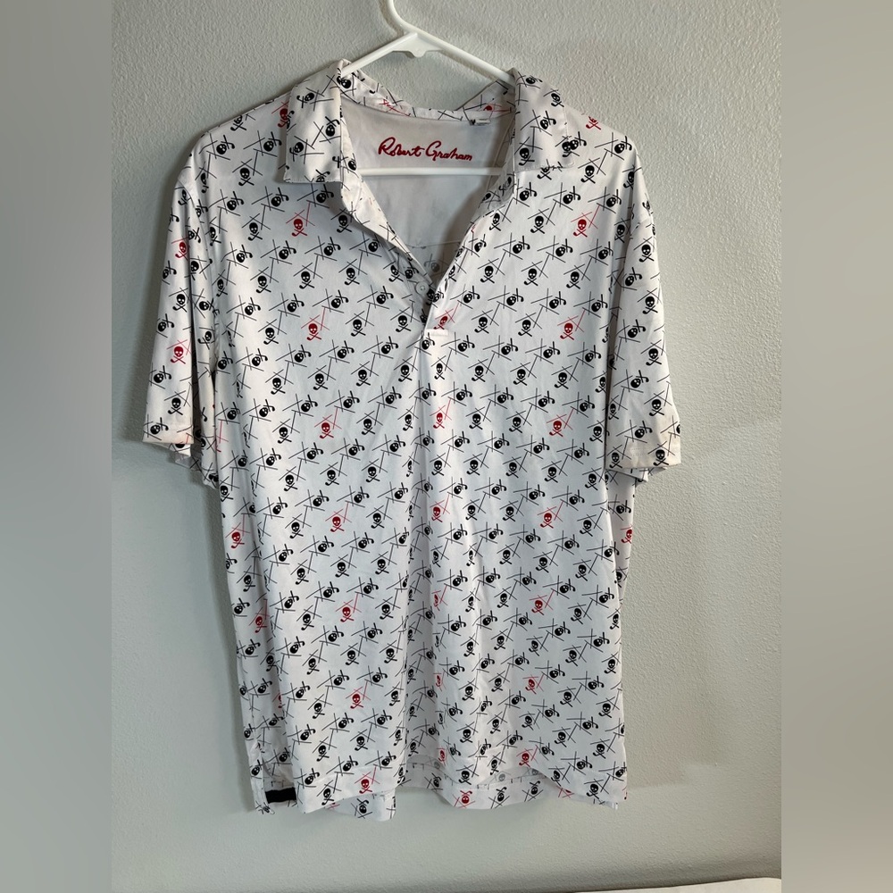 Robert Graham‎ X Cascata skull golf shirt XL